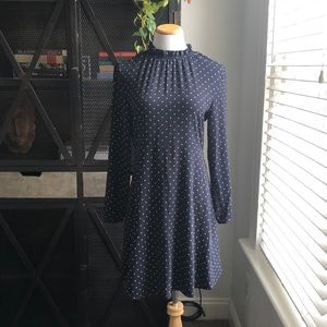 Navy light fabric polka dot dress